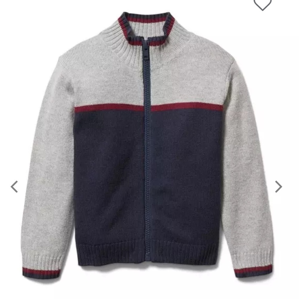 Janie & Jack Boy Colorblocked zip up sweater